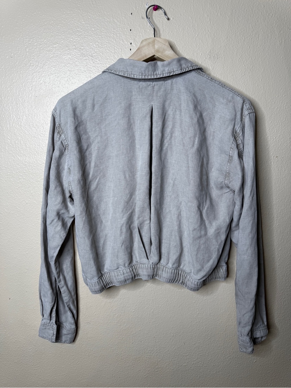 Splendid Collection Jacket Women Medium Gray Linen Blend Utility Drawstring Hem - Picture 8 of 8